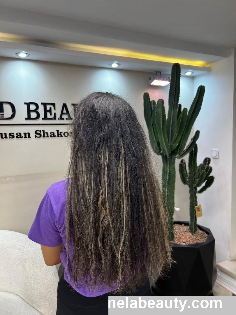 عکس قبل از مرکز تخصصی صافی مو و احیا مو نلا بیوتی